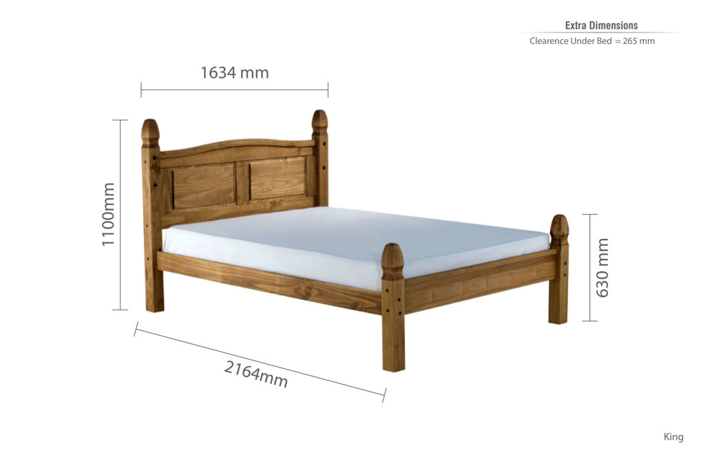 Birlea Corona Waxed Pine Wooden Low End Bed Frame - Kingsize 4