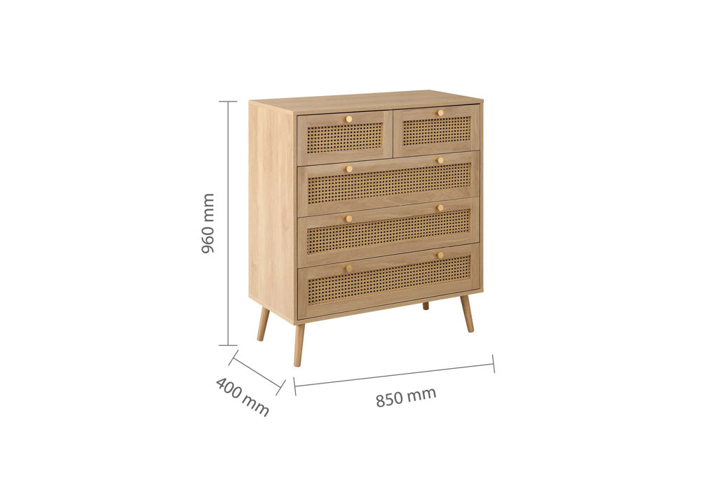 Birlea Croxley 5 Drawer Chest - Oak 3