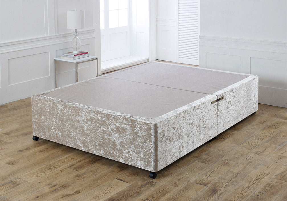 Crushed Velvet Ivory Divan Base - Single