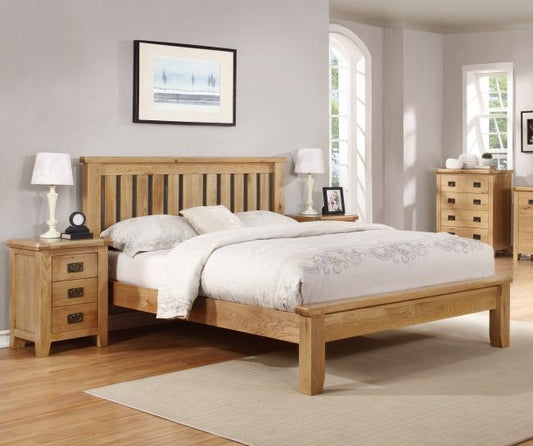 Denver Oak Wooden Bed Frame - Double