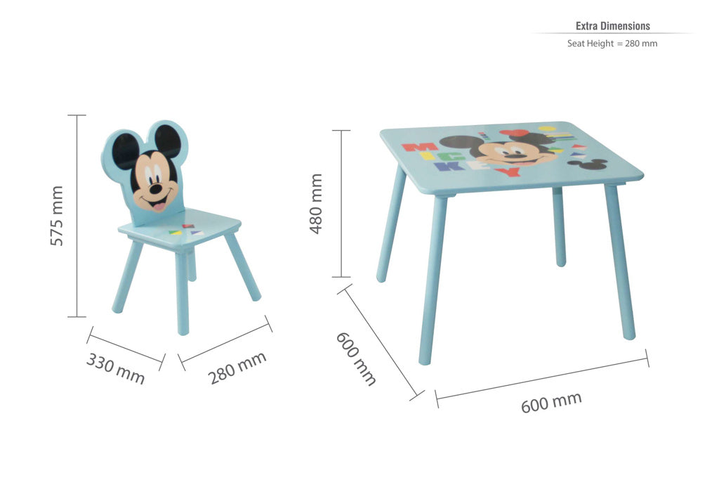 Disney Mickey Mouse Table & Chairs dimensions