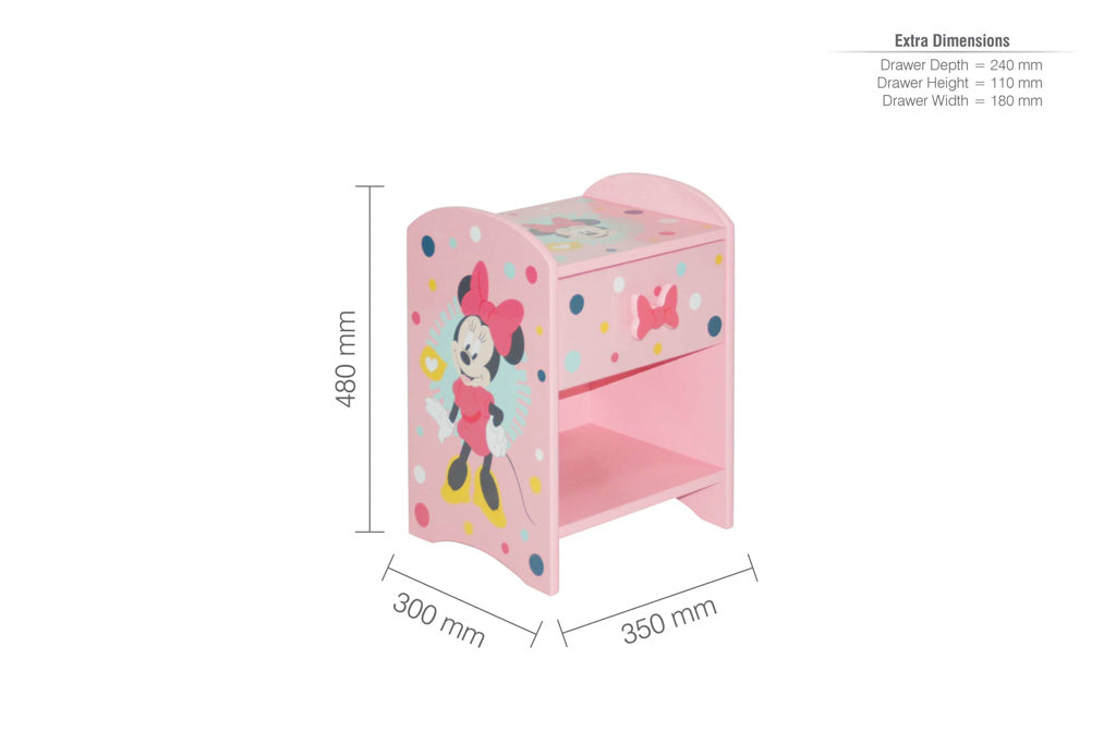 Disney Minnie Mouse Bedside Table dimensions