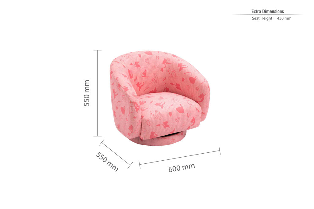 Disney Princess Accent Swivel Chair dimensions