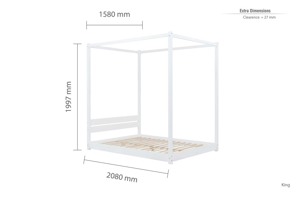 Birlea Darwin Four Poster Bed - White king