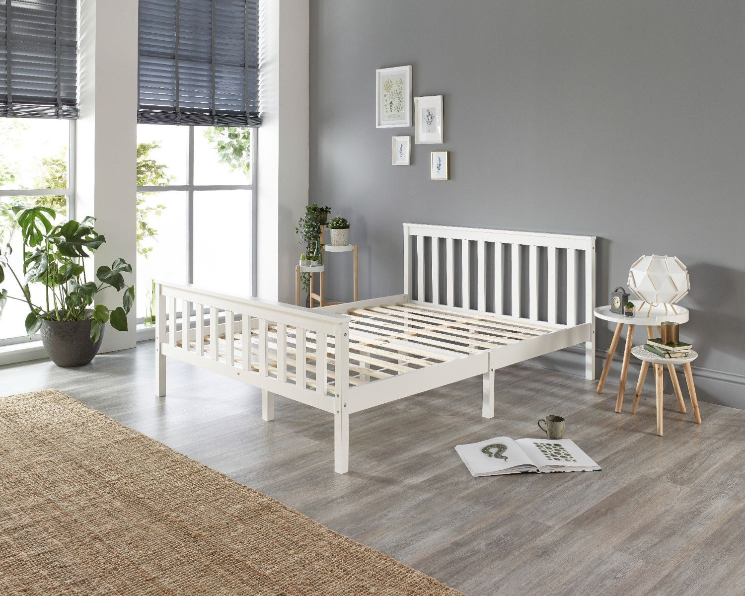 Edessa White Wooden Bed Frame - Double 3