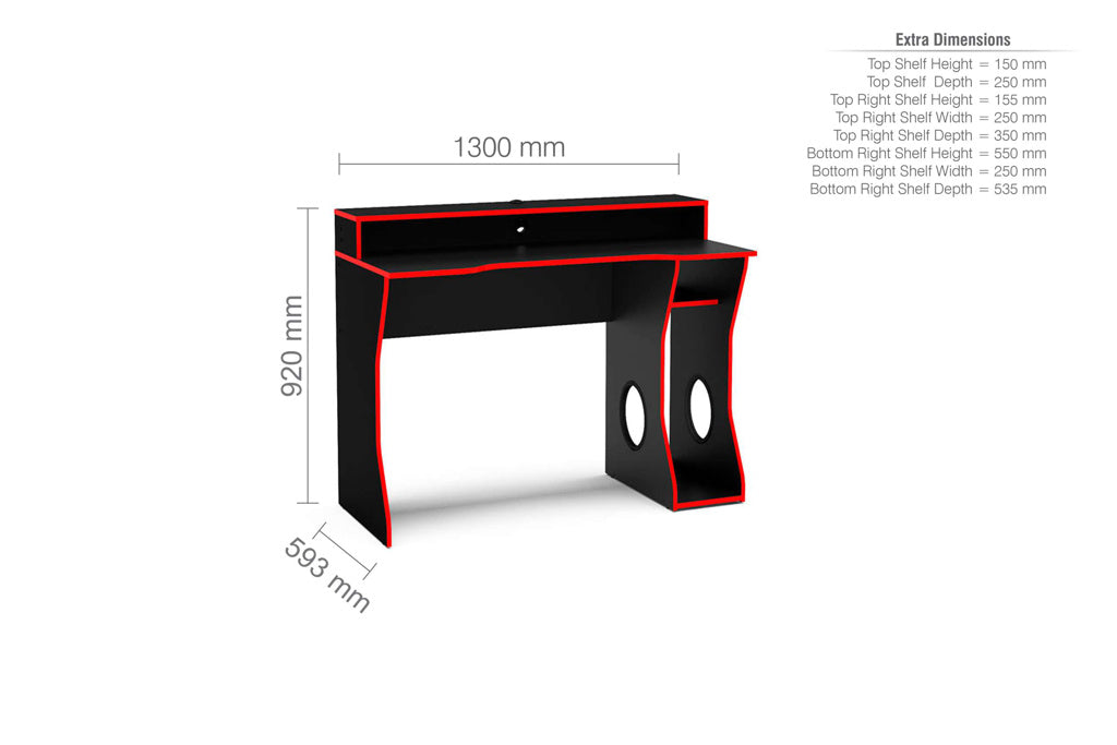 Birlea Enzo Gaming Computer Desk - Black & Red 4