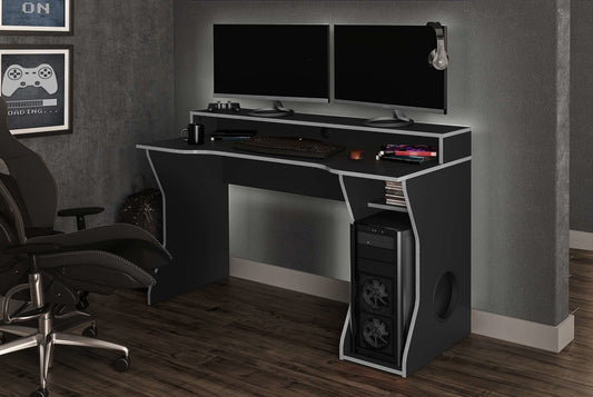 Birlea Enzo Gaming Computer Desk - Black & Silver