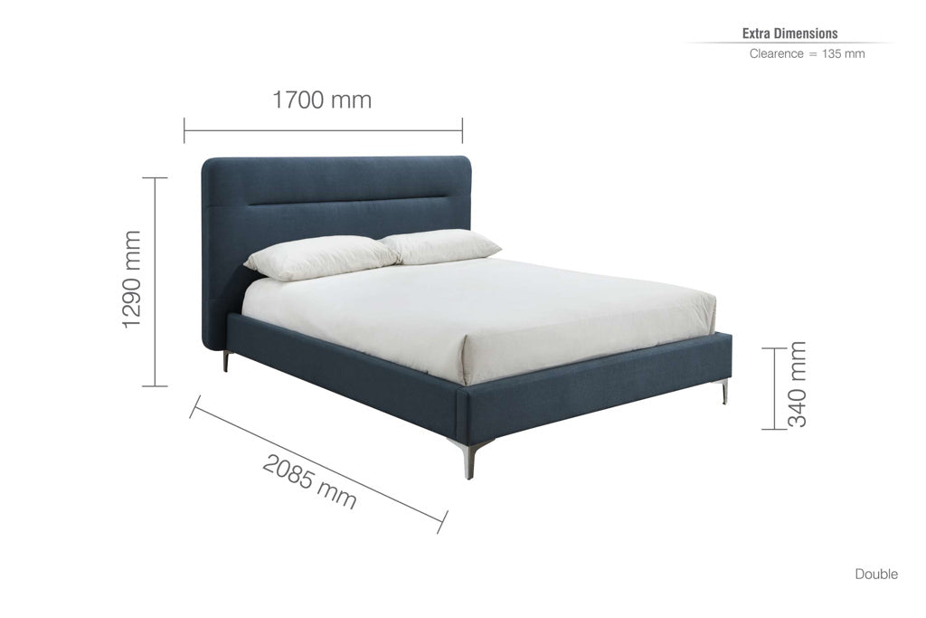 Birlea Finn Fabric Bed Frame - Steel Blue double