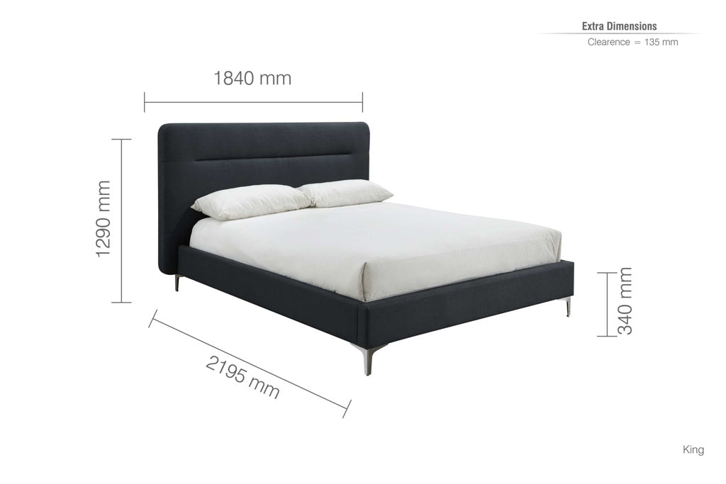 Birlea Finn Fabric Bed Frame - Charcoal king size