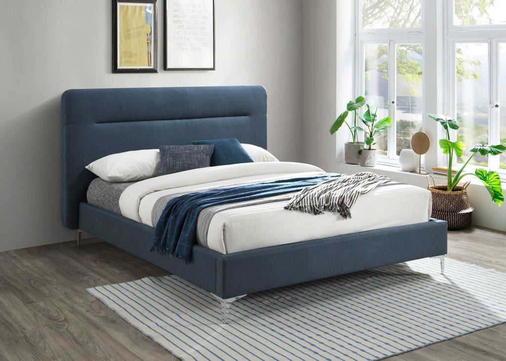 Birlea Finn Fabric Bed Frame - Steel Blue