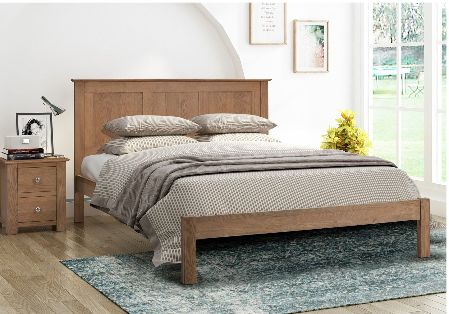 Conway Smoked Oak Wooden Bed Frame - Double