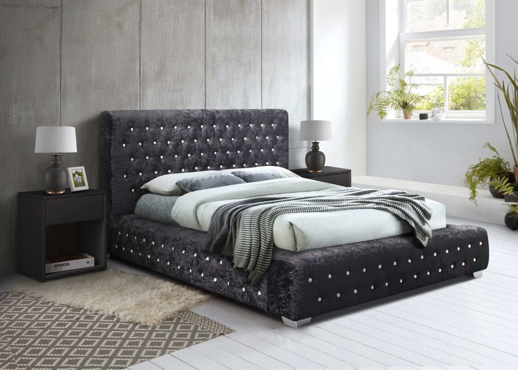 Birlea Grande Crushed Velvet Bed Frame - Black