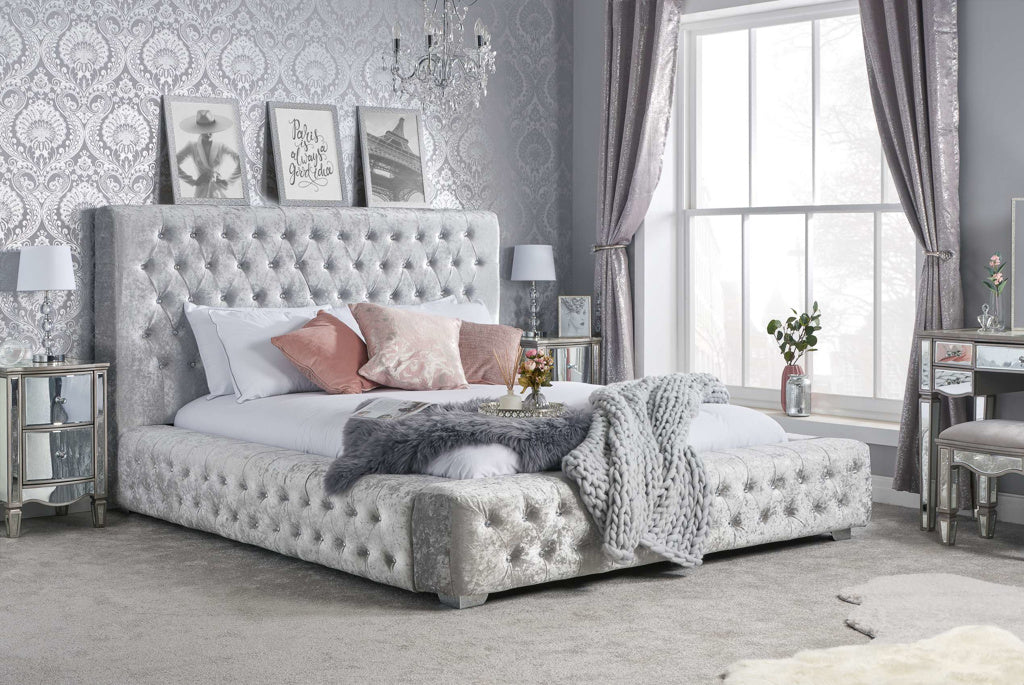 Birlea Grande Crushed Velvet Bed Frame - Grey