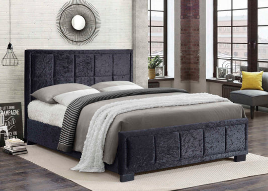 Birlea Hannover Fabric Bed - Black Crushed Velvet