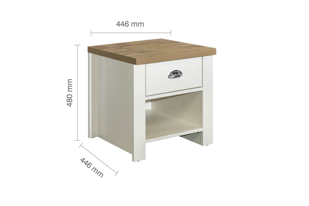 Birlea Highgate 1 Drawer Lamp Table - Cream & Oak 3