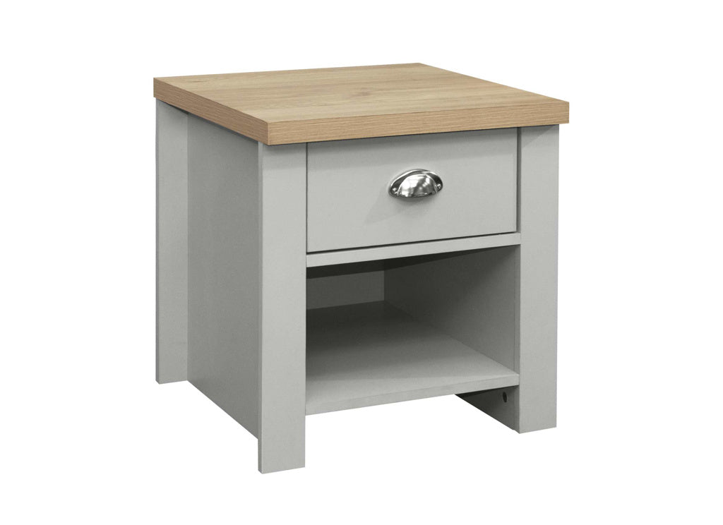 Birlea Highgate 1 Drawer Lamp Table - Grey & Oak 2