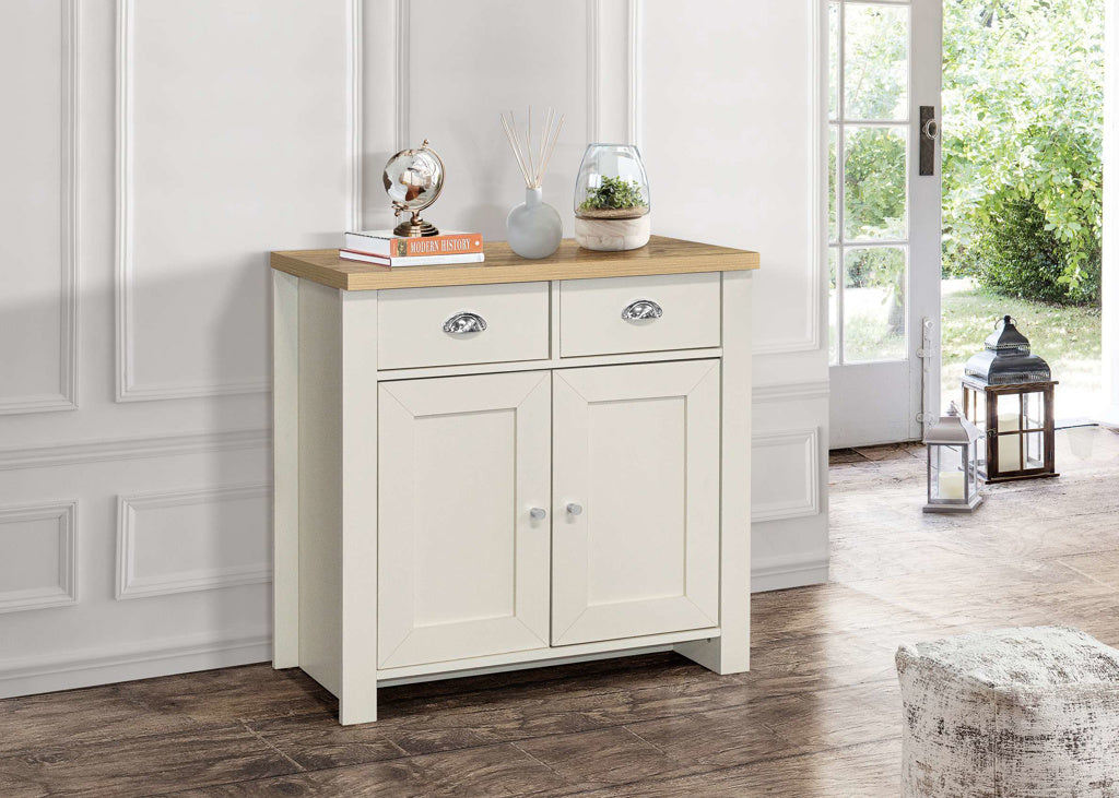 Birlea Highgate 2 Door 2 Drawer Sideboard - Cream & Oak