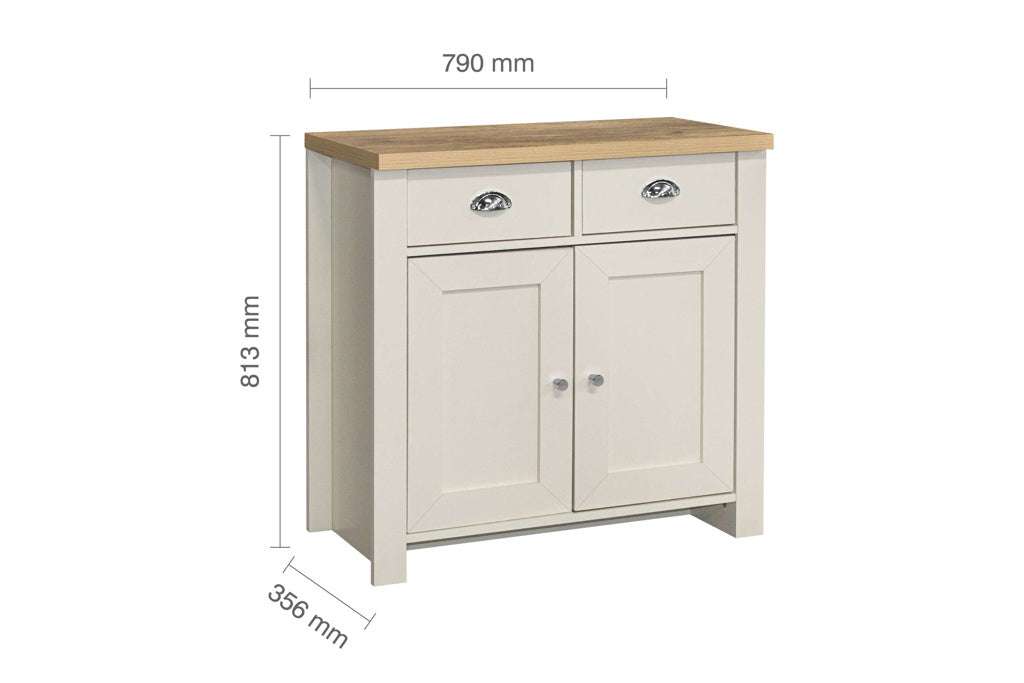 Birlea Highgate 2 Door 2 Drawer Sideboard - Cream & Oak 3