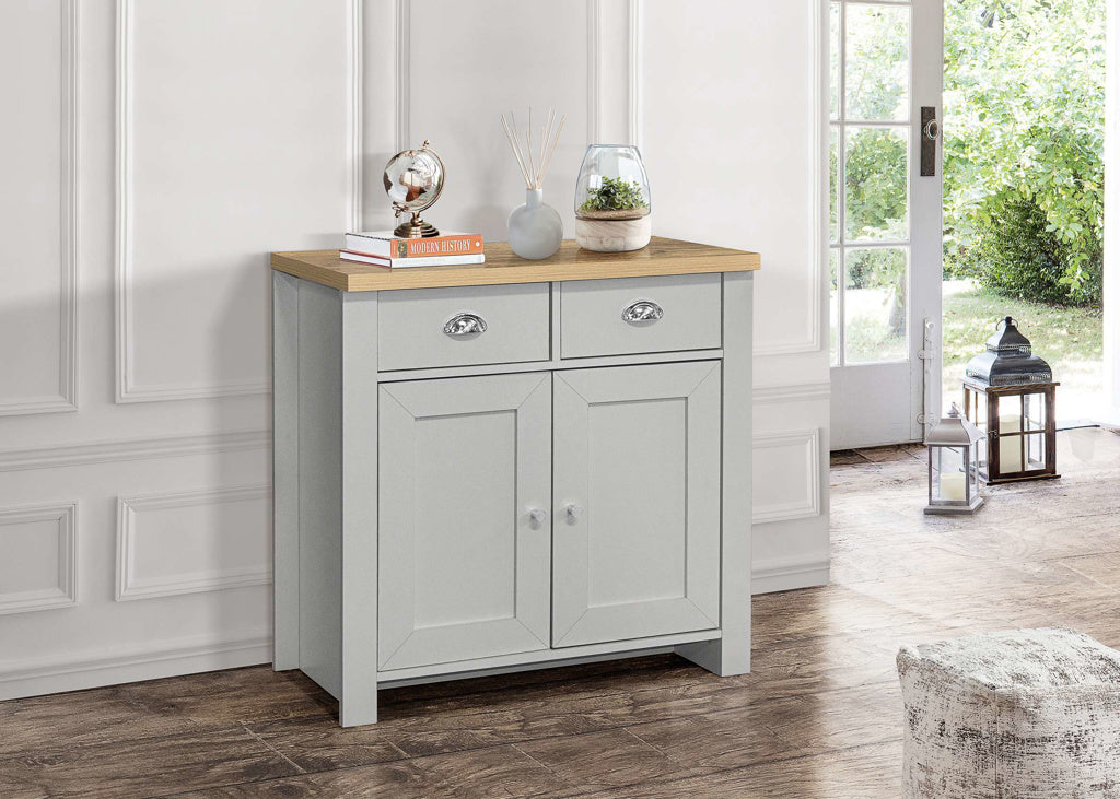 Birlea Highgate 2 Door 2 Drawer Sideboard - Grey & Oak