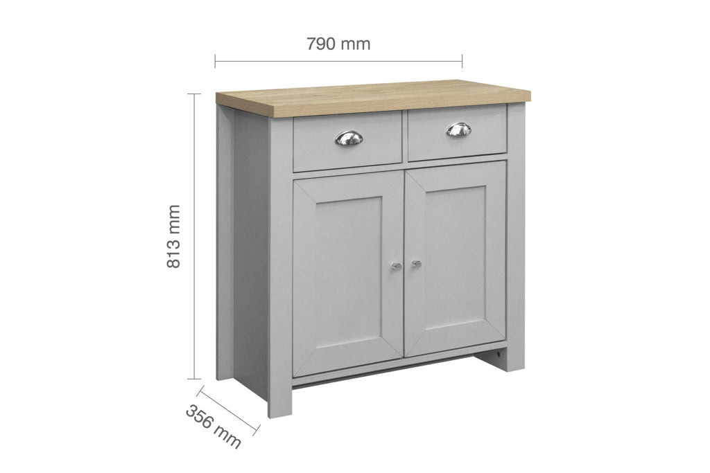 Birlea Highgate 2 Door 2 Drawer Sideboard - Grey & Oak 3