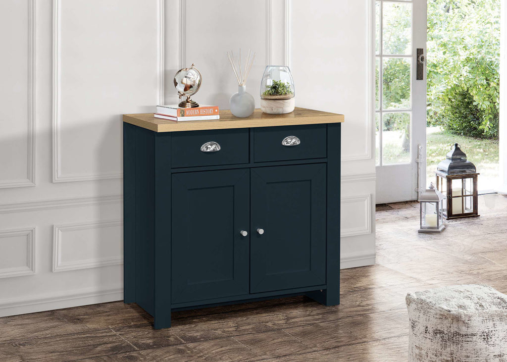 Birlea Highgate 2 Door 2 Drawer Sideboard - Navy Blue & Oak