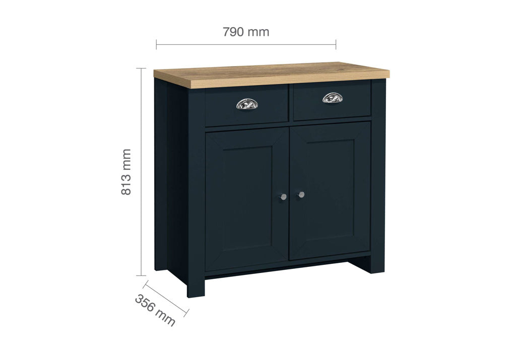 Birlea Highgate 2 Door 2 Drawer Sideboard - Navy Blue & Oak 3