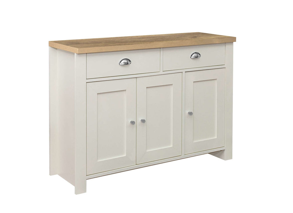 Birlea Highgate 3 Door 2 Drawer Sideboard - Cream & Oak 2