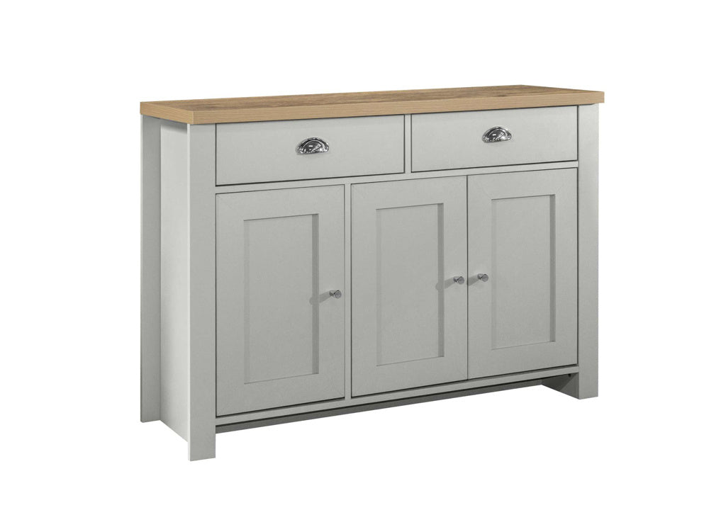 Birlea Highgate 3 Door 2 Drawer Sideboard - Grey & Oak 3