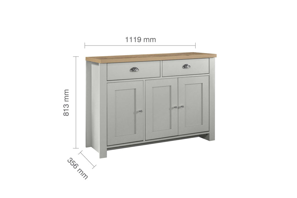 Birlea Highgate 3 Door 2 Drawer Sideboard - Grey & Oak 4