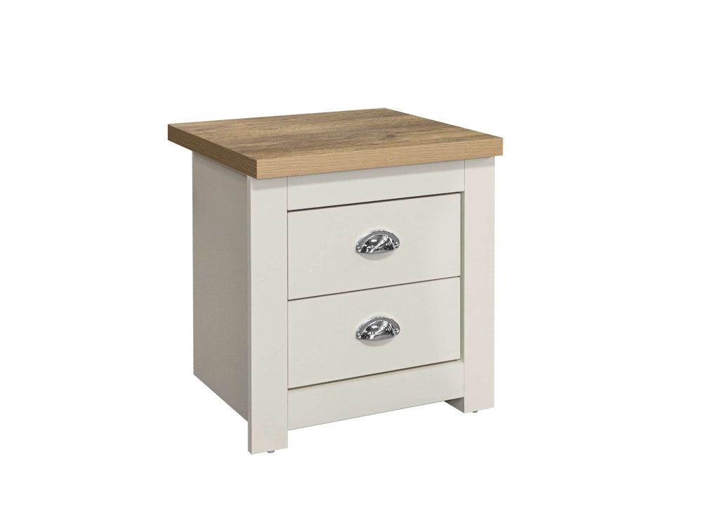 Birlea Highgate 2 Drawer Bedside - Cream & Oak 2