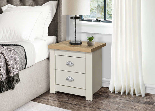 Birlea Highgate 2 Drawer Bedside - Cream & Oak