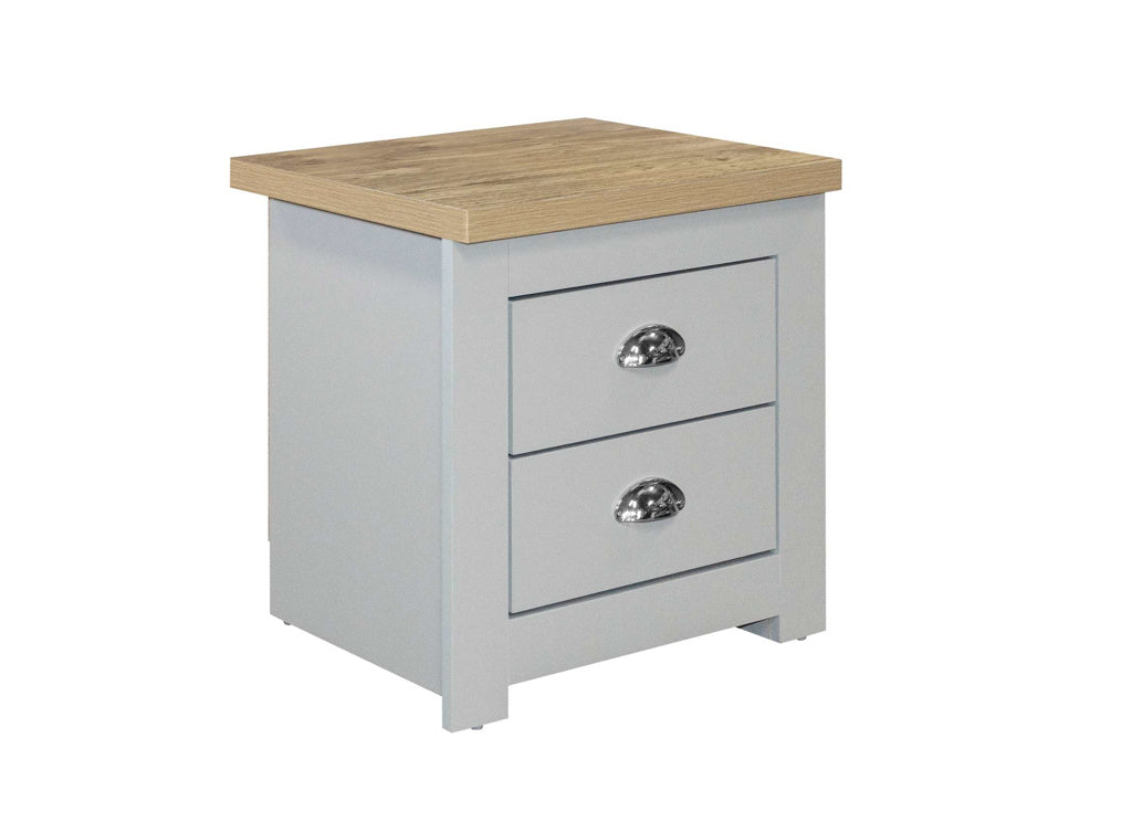 Birlea Highgate 2 Drawer Bedside - Grey & Oak 2