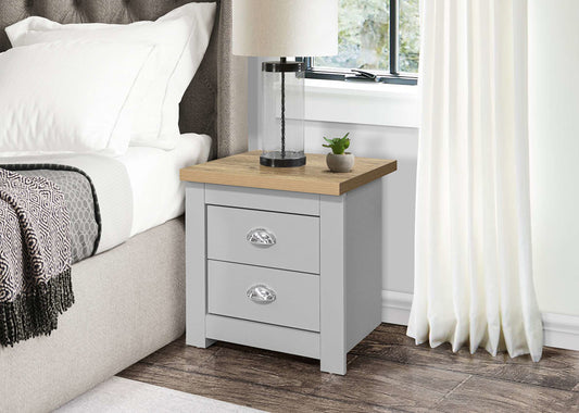 Birlea Highgate 2 Drawer Bedside - Grey & Oak