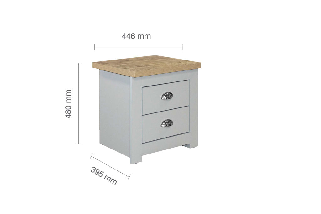 Birlea Highgate 2 Drawer Bedside - Grey & Oak 3