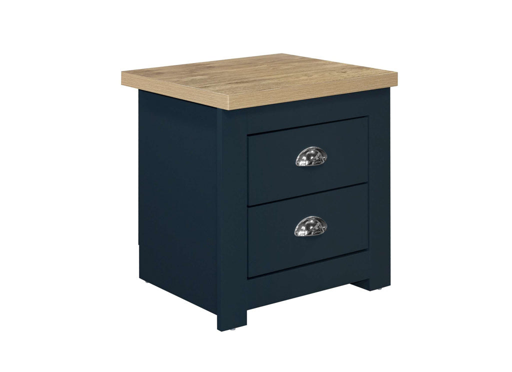 Birlea Highgate 2 Drawer Bedside - Navy Blue & Oak 2