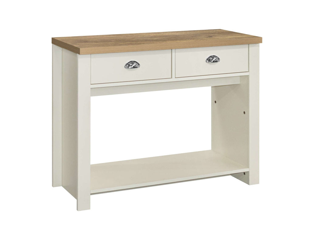 Birlea Highgate 2 Drawer Console Table - Cream & Oak 3