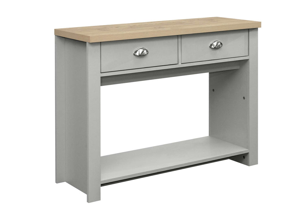 Birlea Highgate 2 Drawer Console Table - Grey & Oak 3