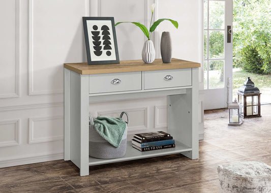 Birlea Highgate 2 Drawer Console Table - Grey & Oak