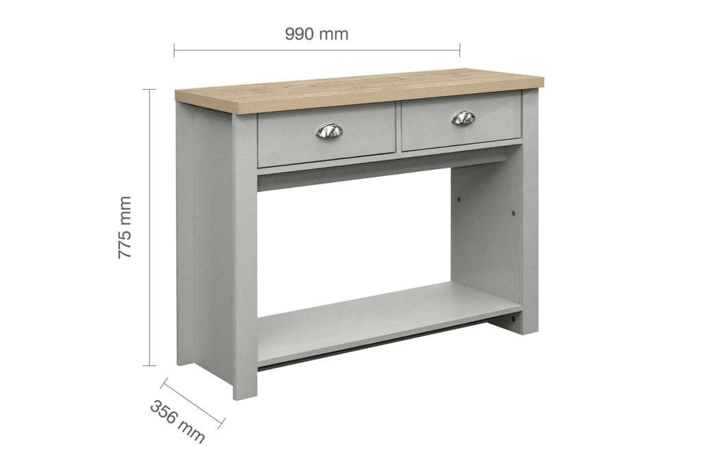 Birlea Highgate 2 Drawer Console Table - Grey & Oak 4