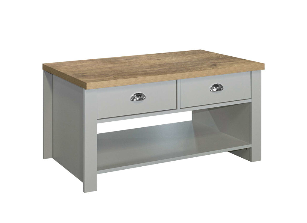 Birlea Highgate 2 Drawer Coffee Table - Grey & Oak 3