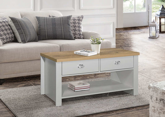 Birlea Highgate 2 Drawer Coffee Table - Grey & Oak