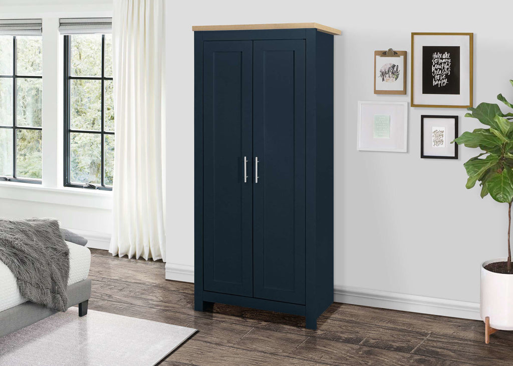 Birlea Highgate 2 Door Wardrobe - Navy Blue & Oak