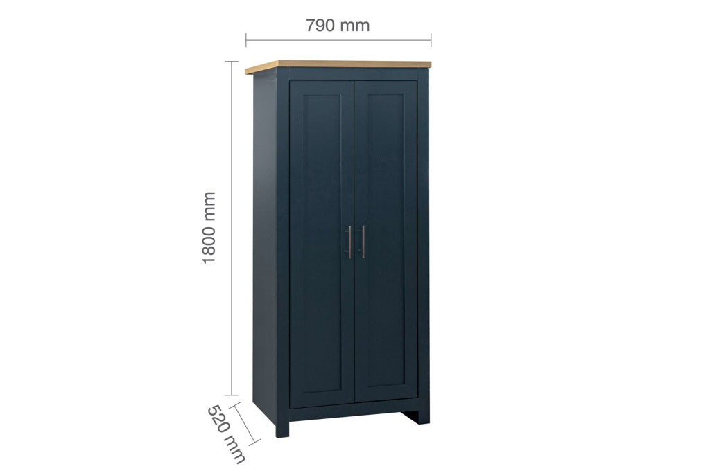 Birlea Highgate 2 Door Wardrobe - Navy Blue & Oak 3