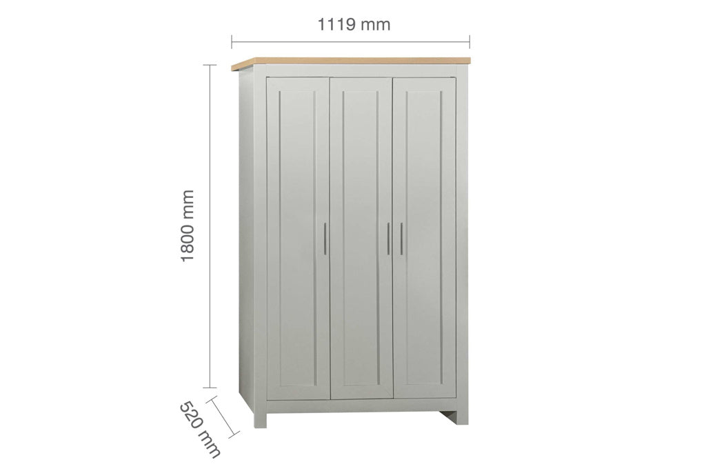 Birlea Highgate 3 Door Wardrobe - Grey & Oak 4