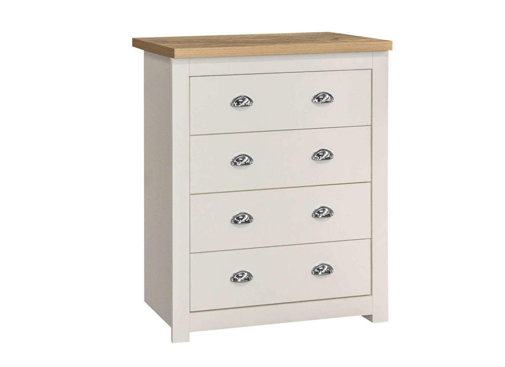 Birlea Highgate 4 Drawer Chest - Cream & Oak 2