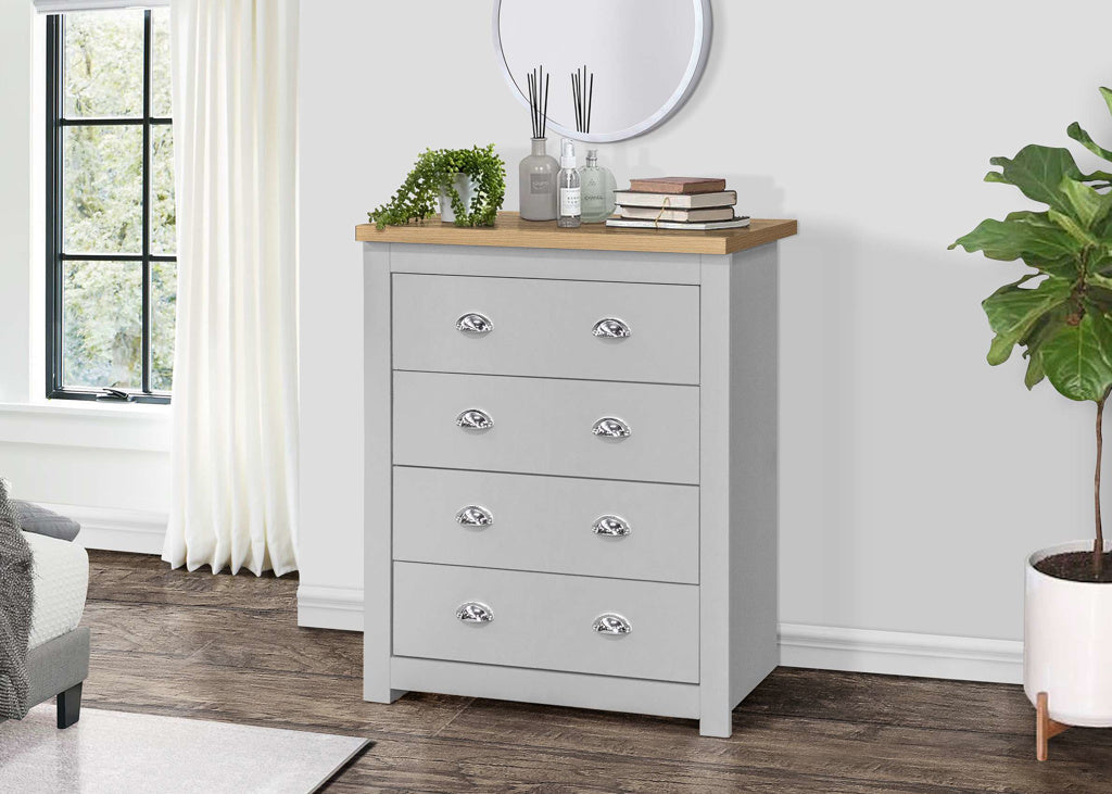 Birlea Highgate 4 Drawer Chest - Grey & Oak