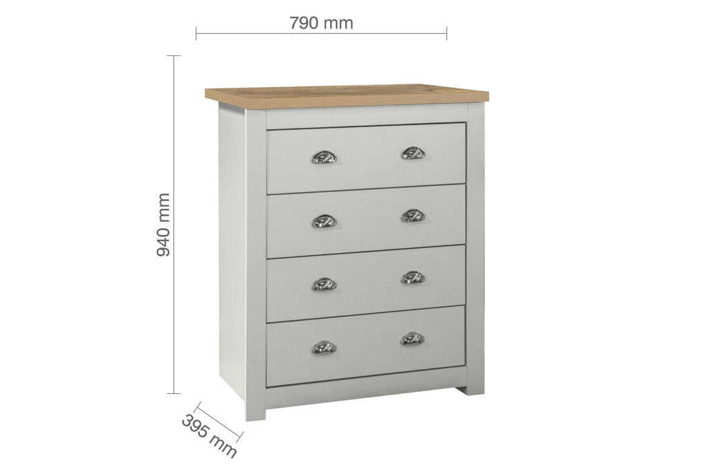 Birlea Highgate 4 Drawer Chest - Grey & Oak 3