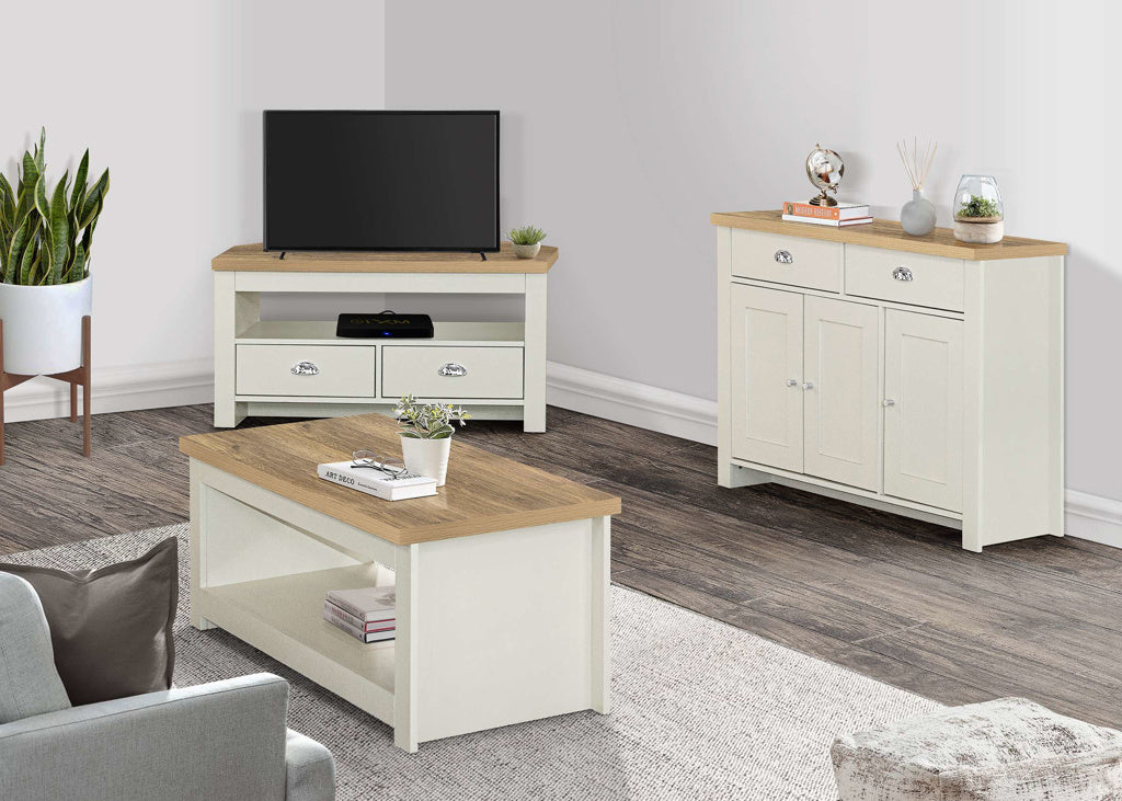 Birlea Highgate Corner TV Unit - Cream & Oak 2