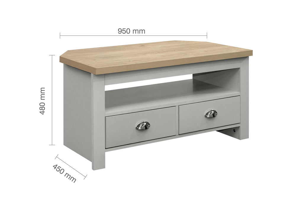 Birlea Highgate Corner TV Unit - Grey & Oak 4