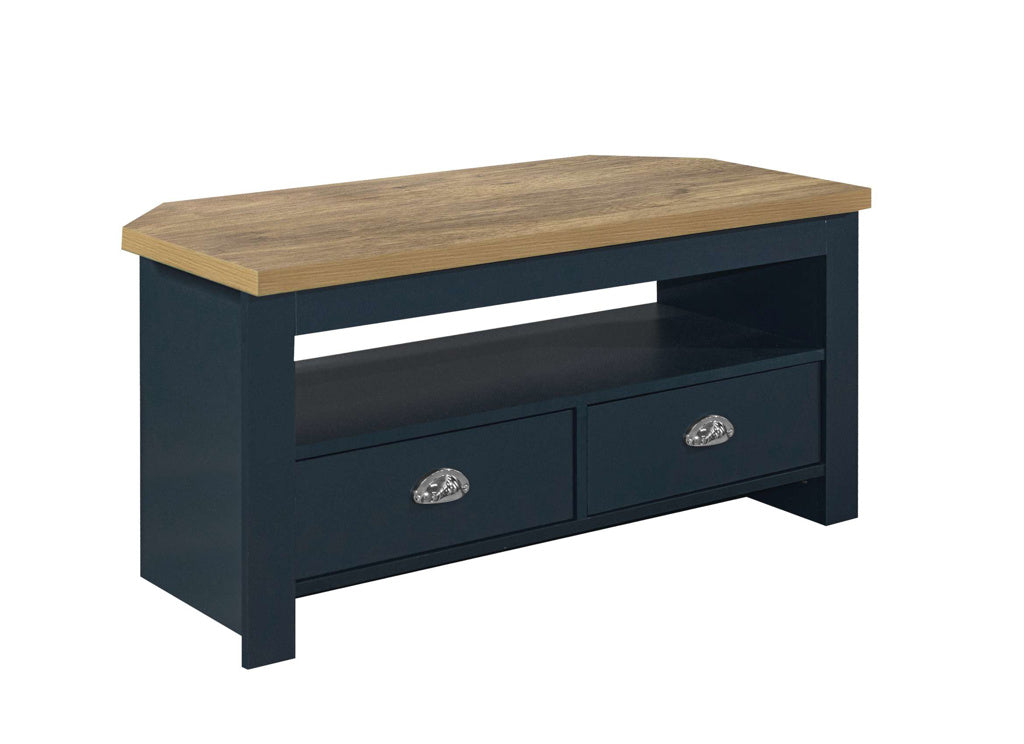 Birlea Highgate Corner TV Unit - Navy Blue & Oak 3